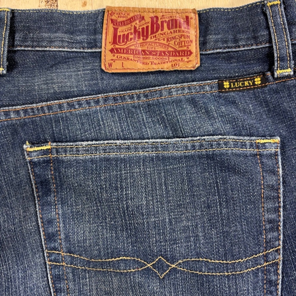 Lucky Brand Easy Rider Mens 40x34 Jeans Blue Dungarees Button Fly Denim